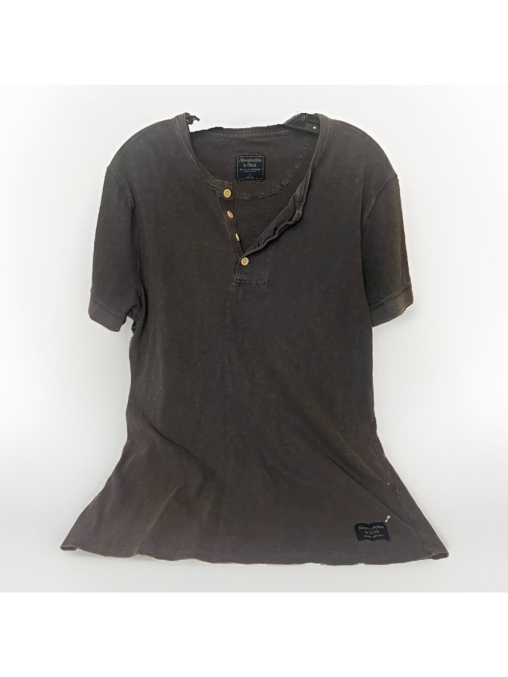 Vintage Abercrombie & Fitch Henley Shirt Men Large Dark Gray Y2K New York.   O